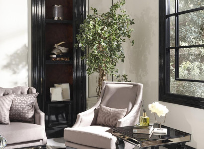 Suite Armchair Side table Living room Wing chair Gray Modern 2-piece